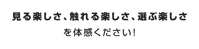 見る楽しさ、触れる楽しさ、選ぶ楽しさを体感ください！